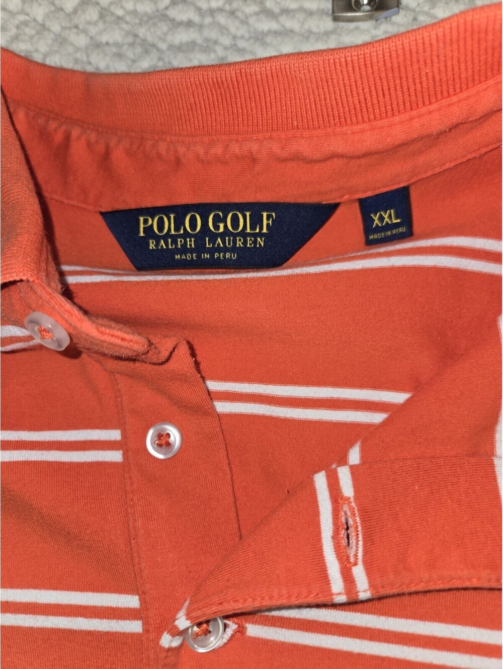 Polo Ralph Lauren Polo Shirt Mens XXL Orange Striped Casual Collared Pima Preppy